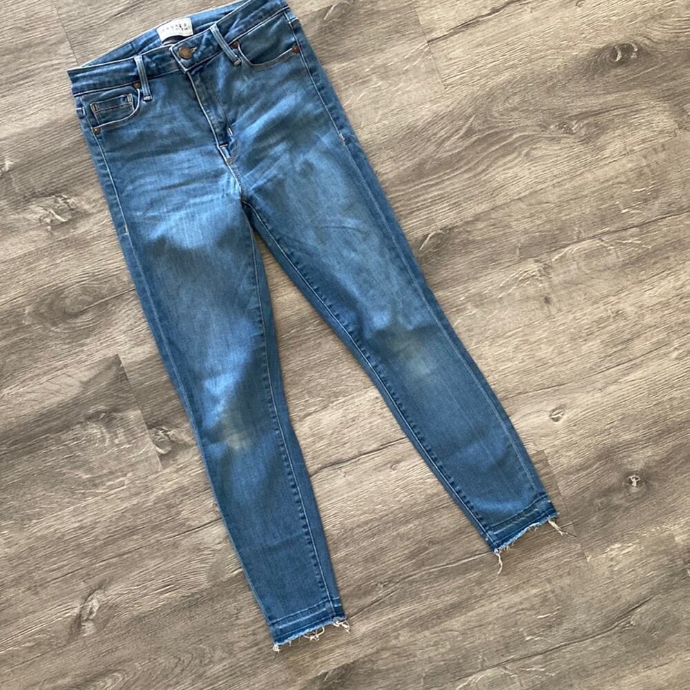 Parker Smith Light Wash Ankle Raw Hem High Waist Skinny Jeans Size 2/26